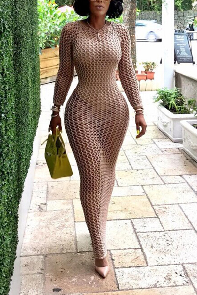 A knitted hollowed-out dress