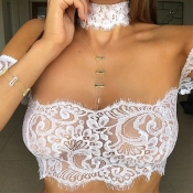 Sexy See-Through White Lace Corsets(With Choker)