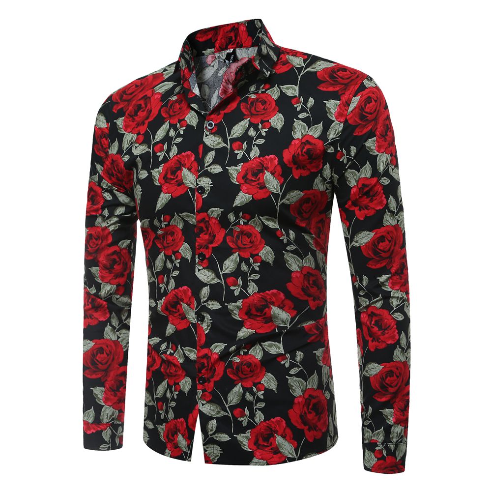 black rose printed shirt