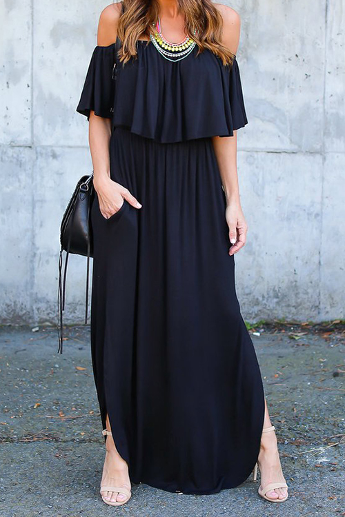 Chic Falbala Wrap Chest Maxi Dress(Without Accesso