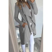 Euramerican Turndown Collar Asymmetrical Grey Cott