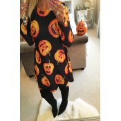 Halloween Long Sleeves Pumpkin printing Casual Dre