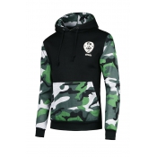 Leisure Camouflage Printed Patchwork Black Cotton 