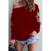 Watching Me Fall One Shoulder Roses Hoodie