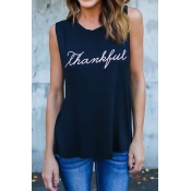 Lovely Leisure Round Neck Letters Printing Black B
