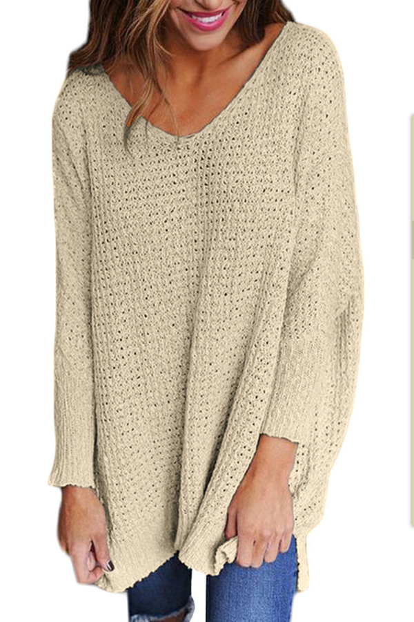 Lovely Blending V Neck Long Sleeve Regular Pullovers Sweaters & Cardigans