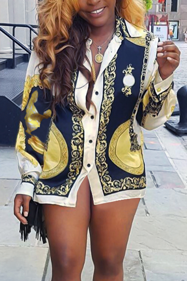 

Polyester Casual Turndown Collar Cap Sleeve Long Sleeve Straight Mini Dresses, Multi