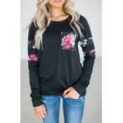 Lovely Leisure Round Neck Printed Black Blending T