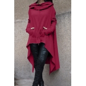 Leisure Long Sleeves Asymmetrical Purple Cotton Ho