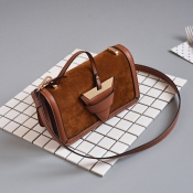 Trendy Zipper Design Brown PU Clutches Bags