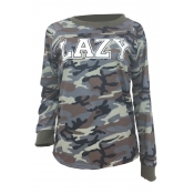 Fashionable Round Neck Camouflage Printed Cotton H