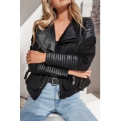 Euramerican Turndown Colla Zipper Design Black Pol