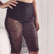 Sexy Mid Waist Hot Drilling Decorative Black Lace 
