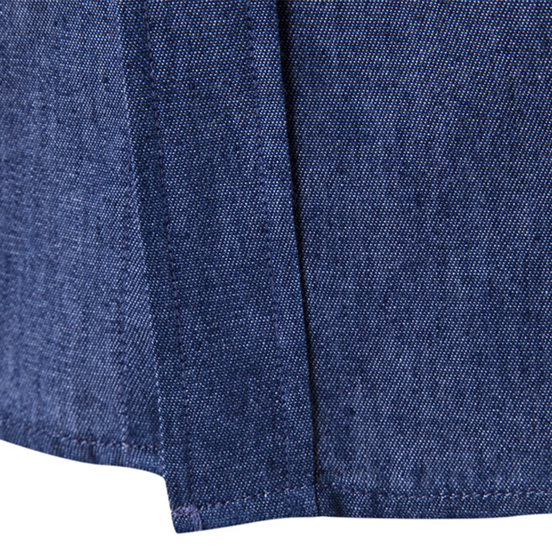 Stylish Turndown Collar Long Sleeves Deep Blue Denim Shirts от Lovelywholesale WW