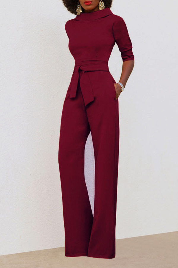red turtleneck jumpsuit