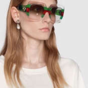 Fashionable Striped Green PC Sunglasses