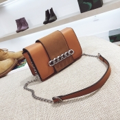 Fashion Chain Decoration Light Brown Leather Cross