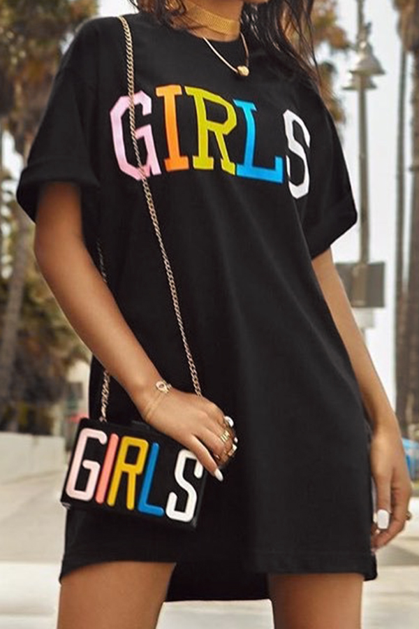 

Lovely Leisure Letter Black Mini Dress