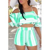 Lovely Sexy Spaghetti Strap Sleeveless Striped Gre