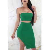 Lovely Sexy Bateau Neck Lace-up Green Twilled Sati