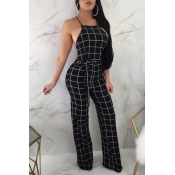 Lovely Sexy Backless Black Polyester One-piece Jum