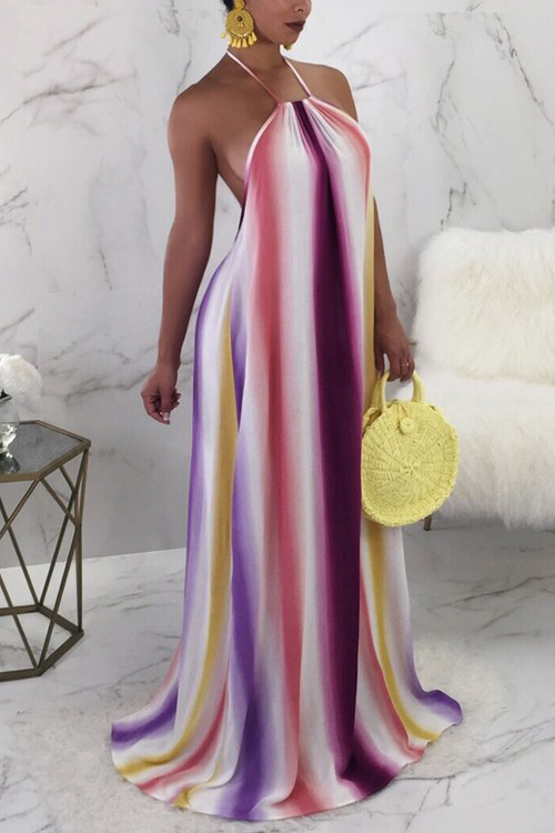 

Lovely Sexy Backless Blending Floor Length Dress