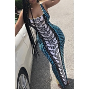 LovelyStylish U Neck Striped Fold Green Milk Fiber