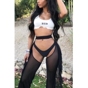 Lovely Sexy High Waist Perspective Hollow-out Blac