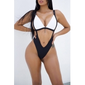 LovelyCasual Patchwork White Polyester One-piece S