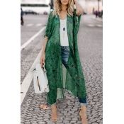 Lovely Fashion Printing Green Chiffon Cover-Ups(Wi
