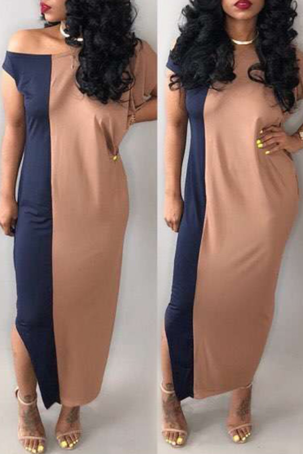 

Lovely Casual Round Neck Apricot Ankle Length Dress