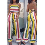 Lovely Trendy Striped Two-piece Pants Set