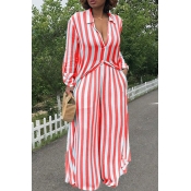 LovelyTrendy Striped Red Two-piece Pants Set