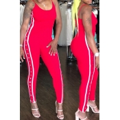 Lovely Sexy Side Edge Button Design Red One-piece 