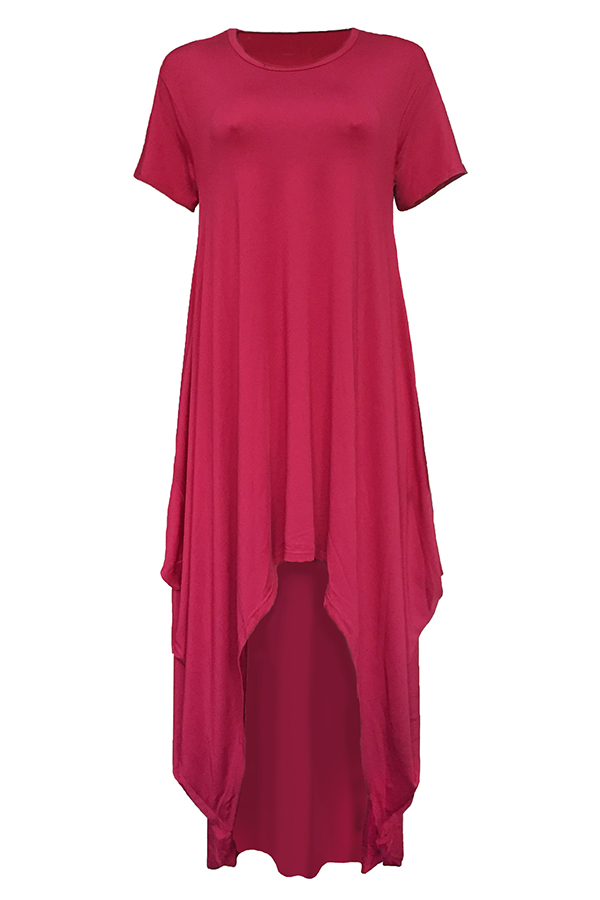 LovelyCasual Asymmetrical Wine Red Floor Length Dress_Dresses ...