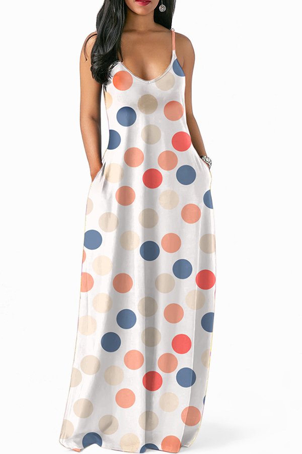 

Lovely Casual Dots Printed Multicolor Floor Length Dress