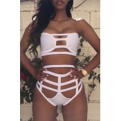 Lovely Casual Hollow-out White Two-piece Swimwear