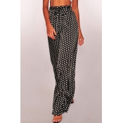 Lovely Leisure Polka Dot Printed Loose Black Pants