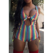 Lovely Casual Striped Multicolor One-piece Rompers