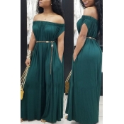 Lovely Euramerican Dew Shoulder Green One-piece Ju