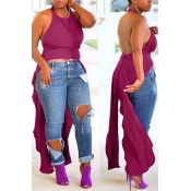 Lovely Casual Backless Asymmetrical Purple Camisol