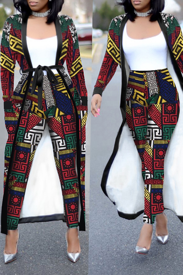 

Lovely Casual Printed Red Knitting Two-piece Pants Set(Without T-shirt)