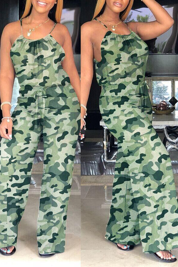 

Lovely Euramerican Camouflage Printed One-piece Jumpsuit