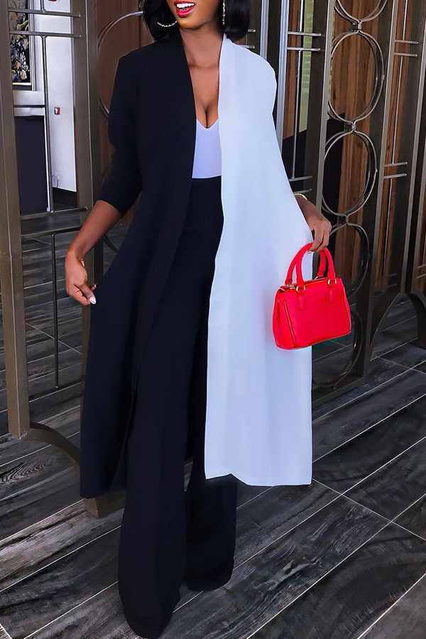 

Lovely Euramerican Patchwork X Long Black Trench Coats