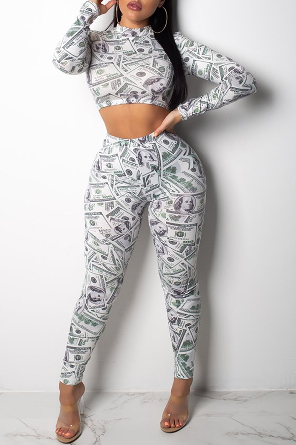 

Lovely Casual Printed Skinny Multicolor Two-piece Pants Set