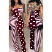 Lovely Casual Dots Printed Purplish Red Blending O