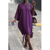 Lovely Casual Asymmetrical Purple Twilled Satin Kn