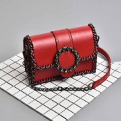 Lovely Fashion Chain Design Red Patent Leather Cro