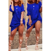 Lovely Casual Knot Design Blue Blending Knee Lengt