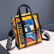 Lovely Fashion Printed Yellow Patent Leather Shoul